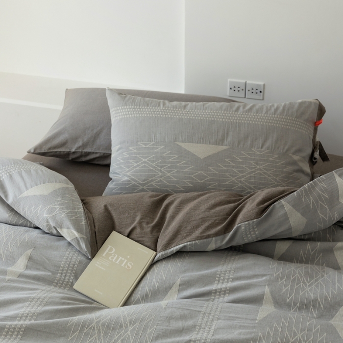 91家纺网 家纺一手货源 找家纺 安莱生活 2023四季款棉刺子大提花波西米亚风名族风四件套 波西米亚-浅灰