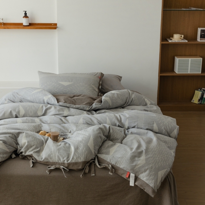 91家纺网 家纺一手货源 找家纺 安莱生活 2023四季款棉刺子大提花波西米亚风名族风四件套 波西米亚-浅灰