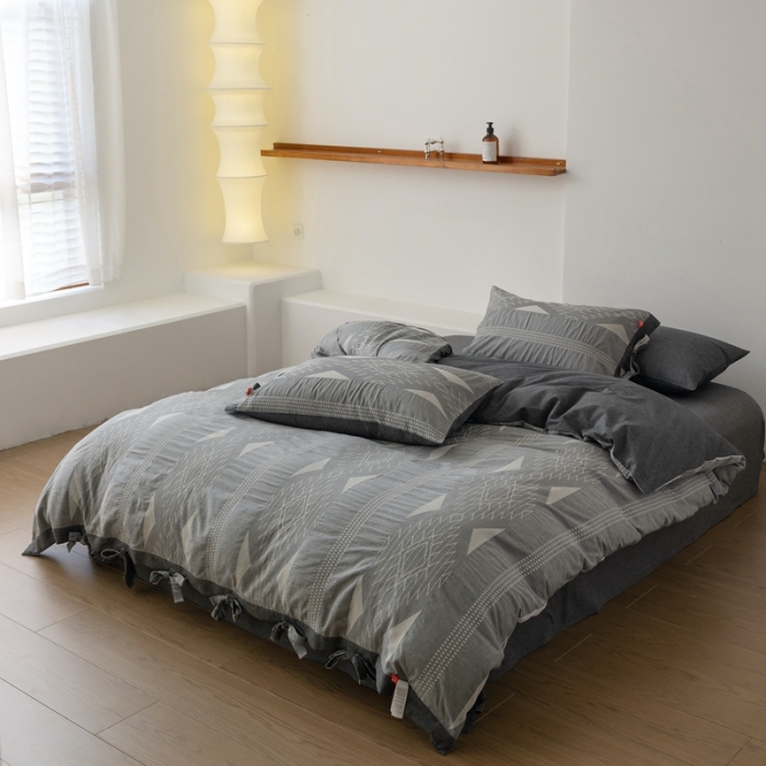 91家纺网 家纺一手货源 找家纺 安莱生活 2023四季款棉刺子大提花波西米亚风名族风四件套 波西米亚-深灰