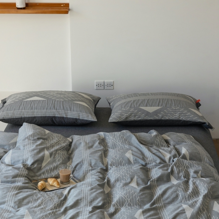 91家纺网 家纺一手货源 找家纺 安莱生活 2023四季款棉刺子大提花波西米亚风名族风四件套 波西米亚-深灰