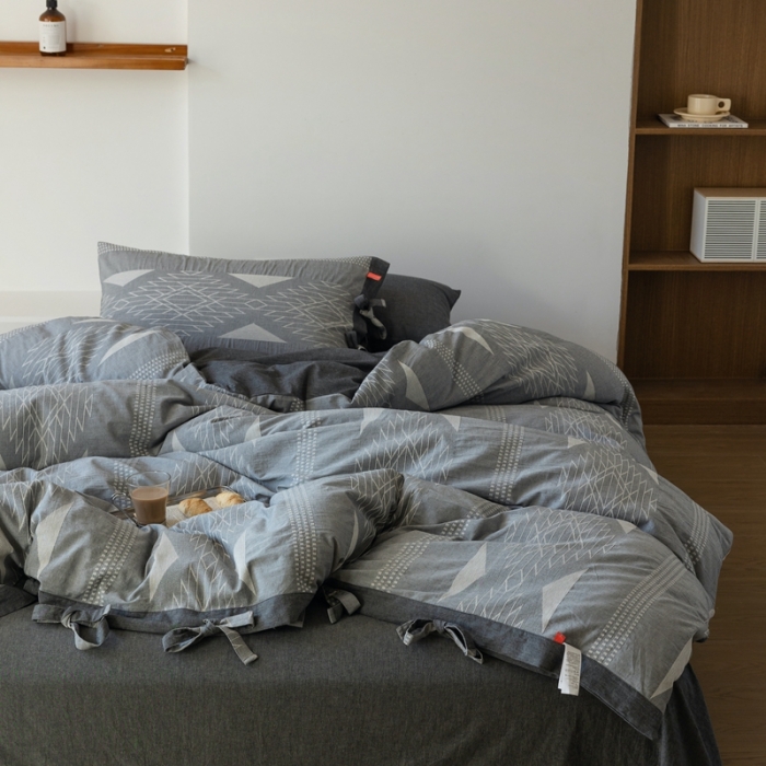 91家纺网 家纺一手货源 找家纺 安莱生活 2023四季款棉刺子大提花波西米亚风名族风四件套 波西米亚-深灰