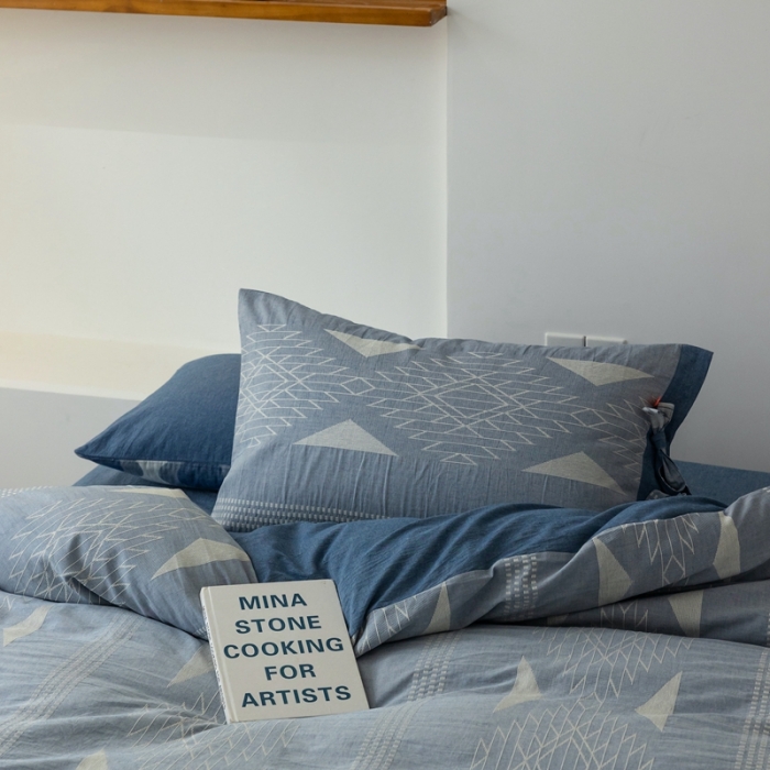 91家纺网 家纺一手货源 找家纺 安莱生活 2023四季款棉刺子大提花波西米亚风名族风四件套 波西米亚-深蓝