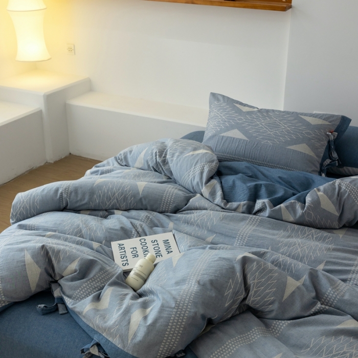 91家纺网 家纺一手货源 找家纺 安莱生活 2023四季款棉刺子大提花波西米亚风名族风四件套 波西米亚-深蓝