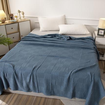 91家纺网 家纺一手货源 找家纺 乐家纺织 2022新款针织镂空毯 镂空毯湖蓝