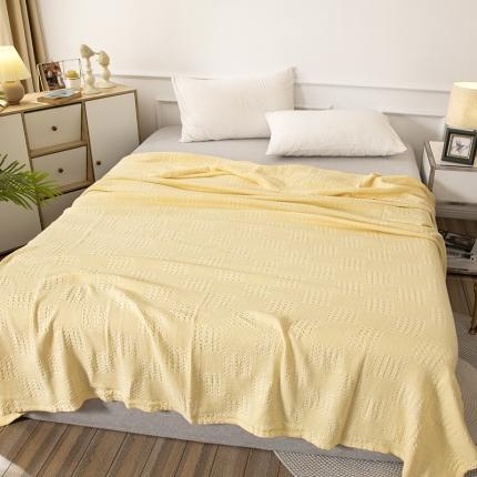 91家纺网 家纺一手货源 找家纺 乐家纺织 2022新款针织镂空毯 镂空毯黄色