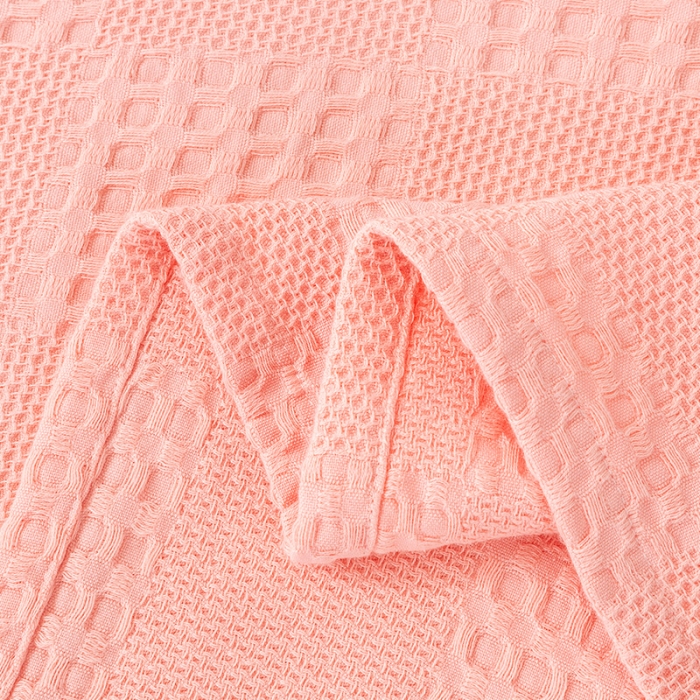 91家纺网 家纺一手货源 找家纺 乐家纺织 2022新款针织镂空毯 镂空毯粉