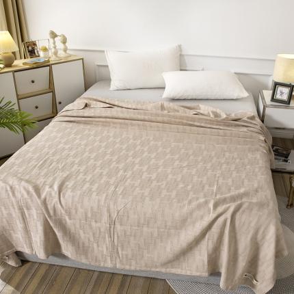 91家纺网 家纺一手货源 找家纺 乐家纺织 2022新款素色H格多功能毯 H格咖色