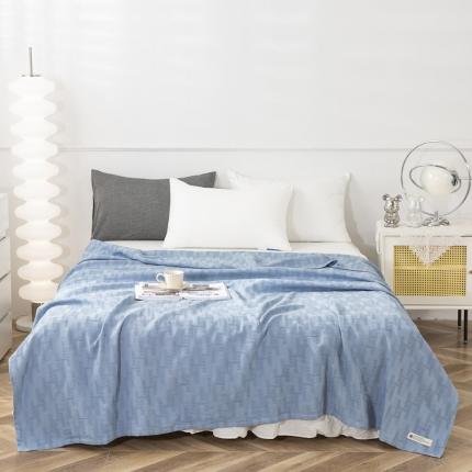 乐家纺织 2022新款素色H格多功能毯 H格湖蓝