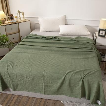 91家纺网 家纺一手货源 找家纺 乐家纺织 2022新款华夫格多功能毯 华夫格军绿