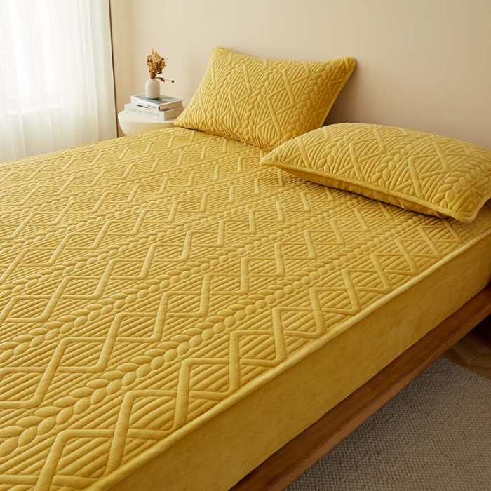 91家纺网 家纺一手货源 找家纺 (总) 锦丝钰床垫 2025新款纯色牛奶绒夹棉床笠