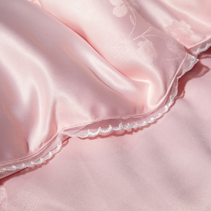 91家纺网 家纺一手货源 找家纺 畅畅 2022新款莫代尔贡缎提花桑蚕丝夏被春秋被冬被被芯 粉色