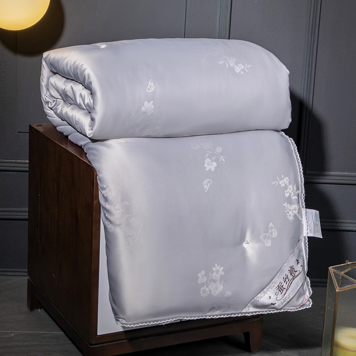 91家纺网 家纺一手货源 找家纺 畅畅 2022新款莫代尔贡缎提花桑蚕丝夏被春秋被冬被被芯 灰色