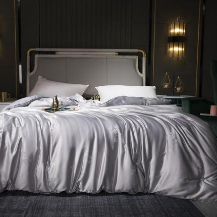 畅畅 2022新款莫代尔贡缎提花桑蚕丝夏被春秋被冬被被芯 灰色