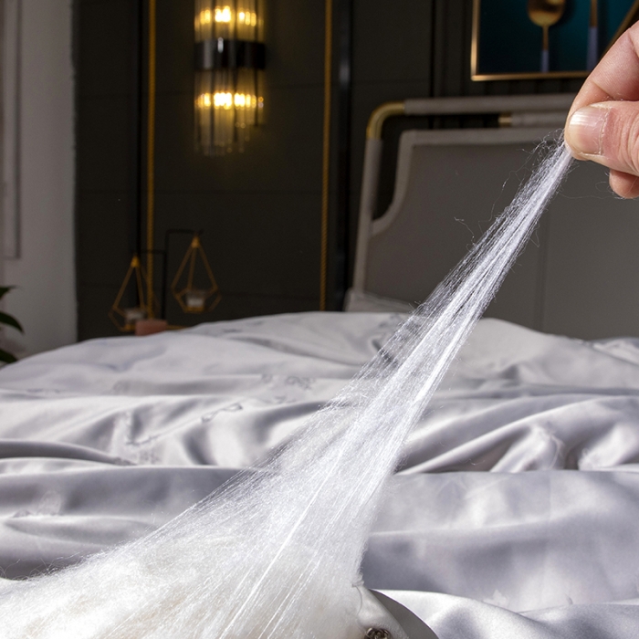 91家纺网 家纺一手货源 找家纺 畅畅 2022新款莫代尔贡缎提花桑蚕丝夏被春秋被冬被被芯 灰色