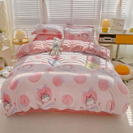 91家纺网 家纺一手货源 找家纺 （总）青竹苑2022雪花绒加牛奶绒5D立体雕花绒四件套