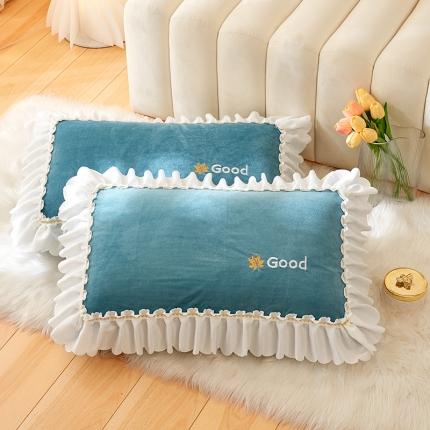 91家纺网 家纺一手货源 找家纺 （总）丰淘 2022新款宝宝绒花边刺绣枕套一对装