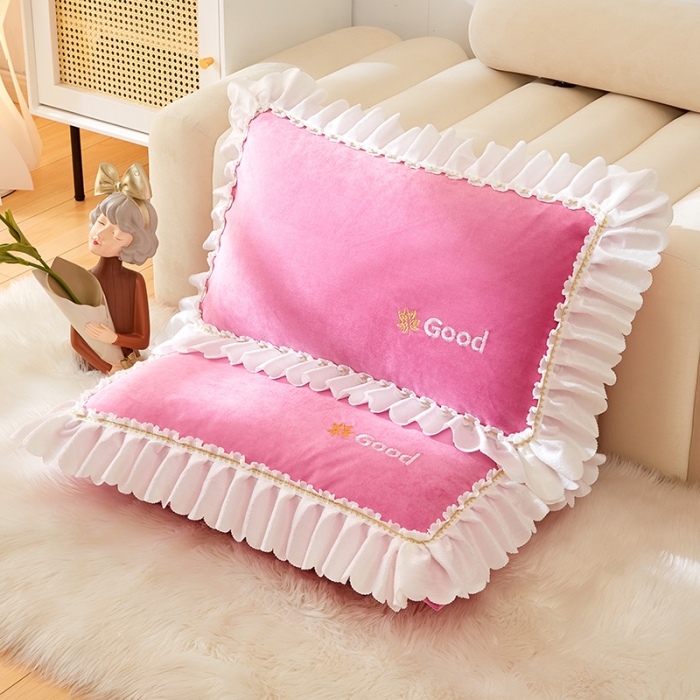 91家纺网 家纺一手货源 找家纺 （总）丰淘 2022新款宝宝绒花边刺绣枕套一对装