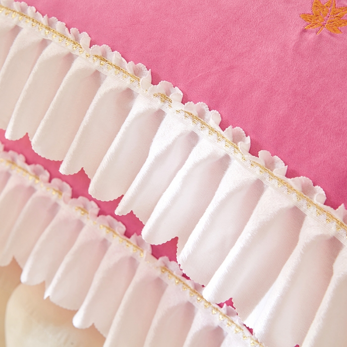 91家纺网 家纺一手货源 找家纺 丰淘 2022新款宝宝绒花边刺绣枕套一对装 宝宝绒玫红