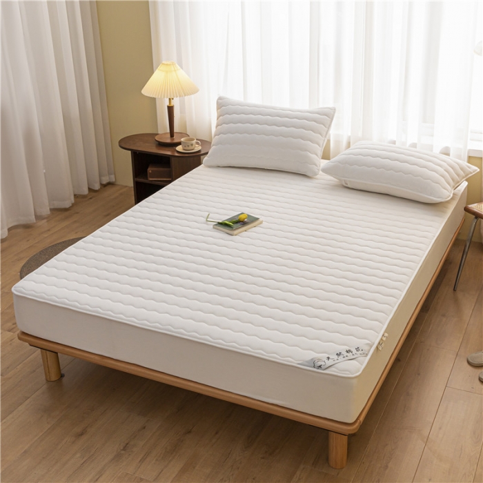 91家纺网 家纺一手货源 找家纺 雪云美新款A类新疆棉花床笠 全棉水洗棉夹棉床笠单  白色