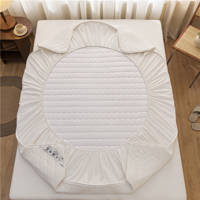 91家纺网 家纺一手货源 找家纺 雪云美新款A类新疆棉花床笠 全棉水洗棉夹棉床笠单  白色