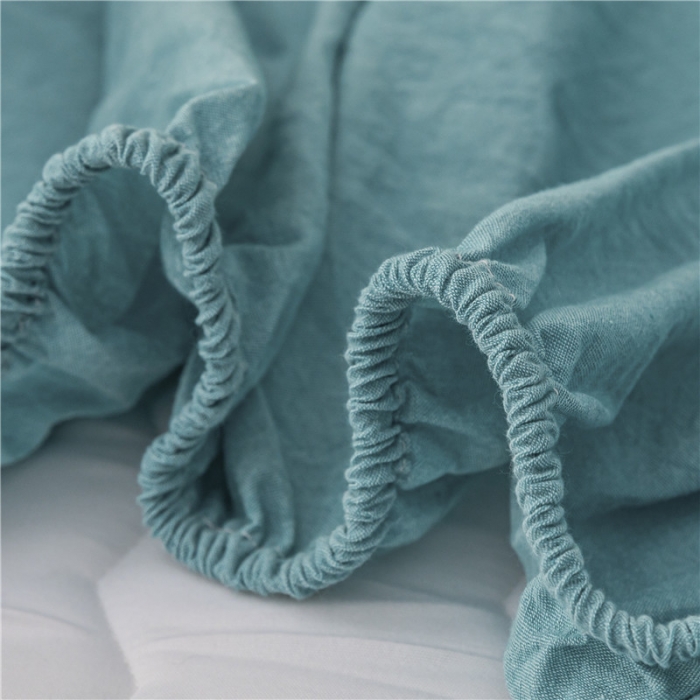 91家纺网 家纺一手货源 找家纺 雪云美新款A类新疆棉花床笠 全棉水洗棉夹棉床笠单  湖蓝色