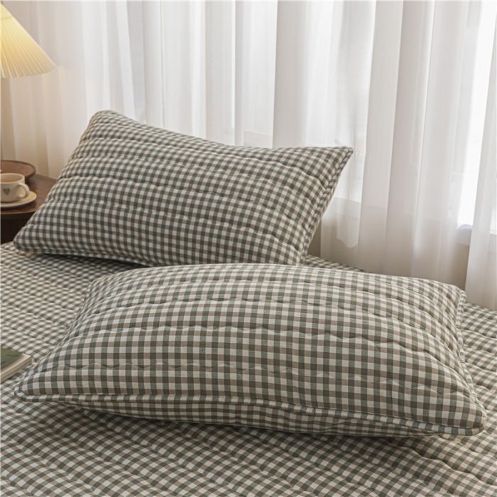 91家纺网 家纺一手货源 找家纺 雪云美新款A类新疆棉花床笠 全棉水洗棉夹棉床笠单  绿小格