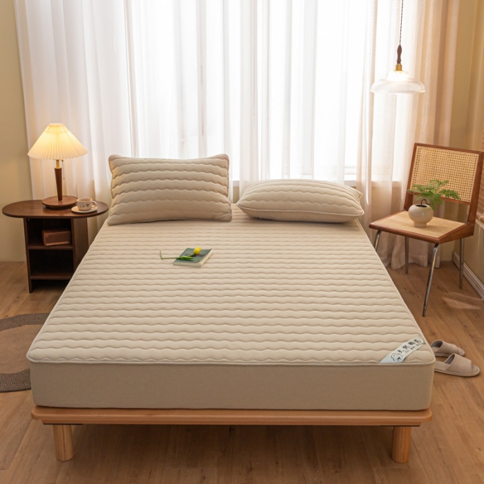 91家纺网 家纺一手货源 找家纺 雪云美新款A类新疆棉花床笠 全棉水洗棉夹棉床笠单  米驼