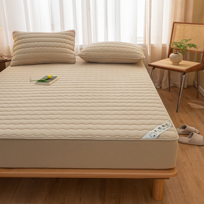 91家纺网 家纺一手货源 找家纺 雪云美新款A类新疆棉花床笠 全棉水洗棉夹棉床笠单  米驼