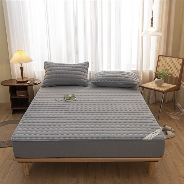 91家纺网 家纺一手货源 找家纺 雪云美新款A类新疆棉花床笠 全棉水洗棉夹棉床笠单  烟灰色