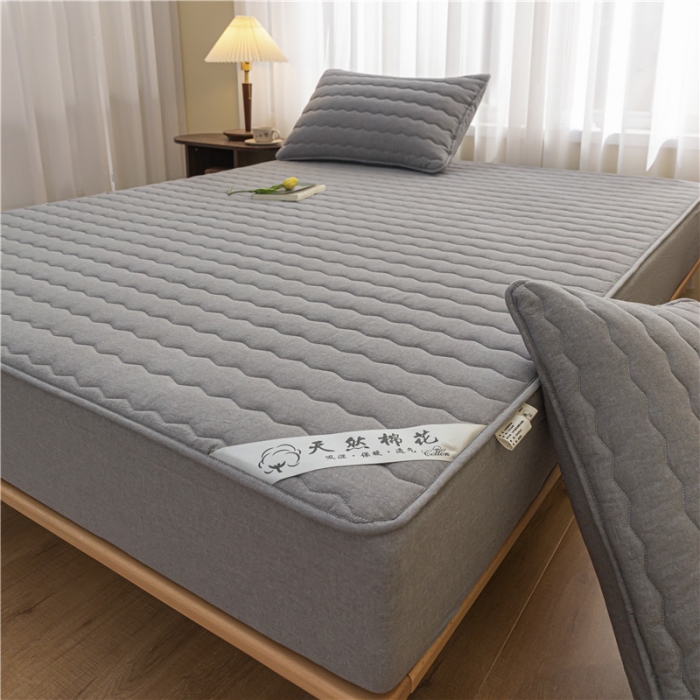 91家纺网 家纺一手货源 找家纺 雪云美新款A类新疆棉花床笠 全棉水洗棉夹棉床笠单  烟灰色