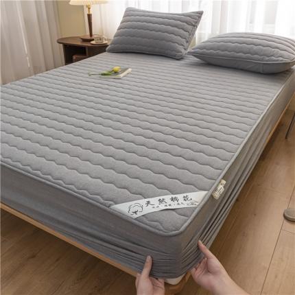 雪云美新款A类新疆棉花床笠 全棉水洗棉夹棉床笠单  烟灰色