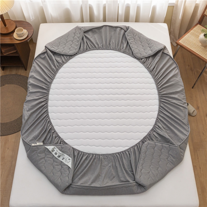 91家纺网 家纺一手货源 找家纺 雪云美新款A类新疆棉花床笠 全棉水洗棉夹棉床笠单  烟灰色