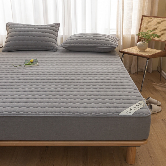 91家纺网 家纺一手货源 找家纺 雪云美新款A类新疆棉花床笠 全棉水洗棉夹棉床笠单  烟灰色