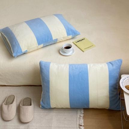 91家纺网 家纺一手货源 找家纺 （总）桃喜 2022新款牛奶绒条纹枕套