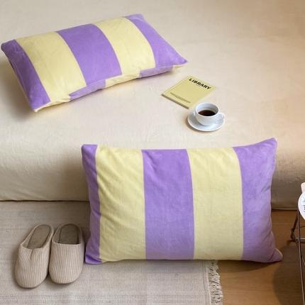 91家纺网 家纺一手货源 找家纺 （总）桃喜 2022新款牛奶绒条纹枕套