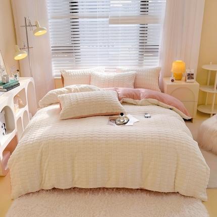 91家纺网 家纺一手货源 找家纺 （总）宜代光年 2023新款立体菱格兔兔绒牛奶绒四件套