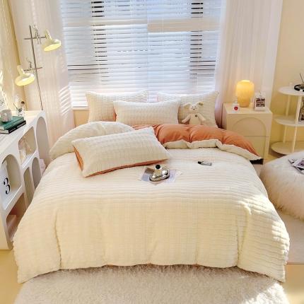 91家纺网 家纺一手货源 找家纺 （总）宜代光年 2023新款立体菱格兔兔绒牛奶绒四件套