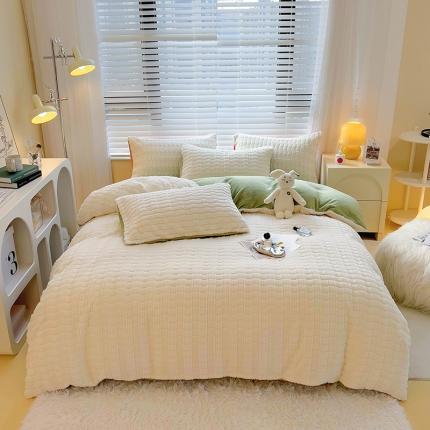 91家纺网 家纺一手货源 找家纺 （总）宜代光年 2023新款立体菱格兔兔绒牛奶绒四件套