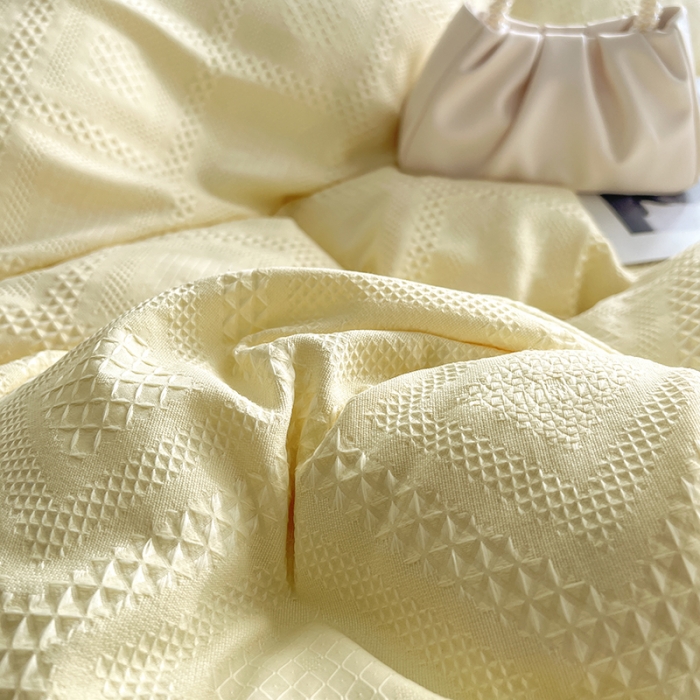 91家纺网 家纺一手货源 找家纺 米粒 2022直播爆款纯色AB版华夫格四件套磨毛水洗棉 米兰