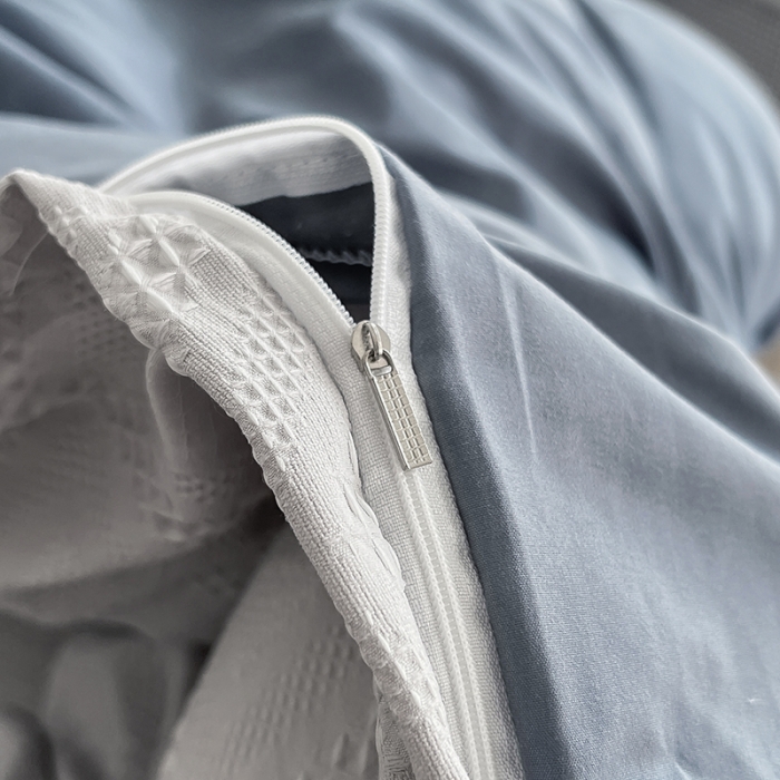 91家纺网 家纺一手货源 找家纺 米粒 2022直播爆款纯色AB版华夫格四件套磨毛水洗棉 浅深灰