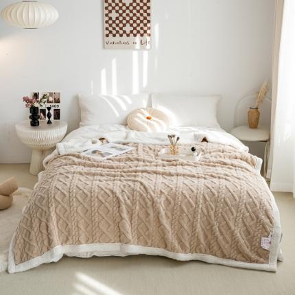 91家纺网 家纺一手货源 找家纺 乐视家纺 2024新款A版塔芙蓉B版羊羔绒双面盖毯 奶咖