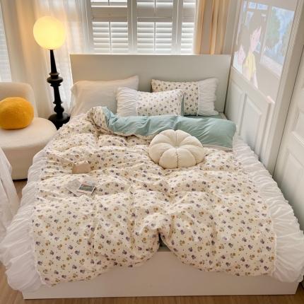 91家纺网 家纺一手货源 找家纺 顾里 2023新款法式褶边全棉四件套复古碎花系第二批 可可里