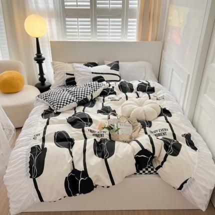 91家纺网 家纺一手货源 找家纺 顾里 2023新款法式褶边全棉四件套复古碎花系第二批 香度