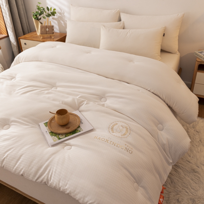 91家纺网 家纺一手货源 找家纺 伊被源 2022新款A类贡缎提花大豆被被子被芯 提花-雅士白