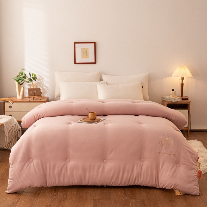 91家纺网 家纺一手货源 找家纺 伊被源 2022新款A类贡缎提花大豆被被子被芯 提花-豆沙粉