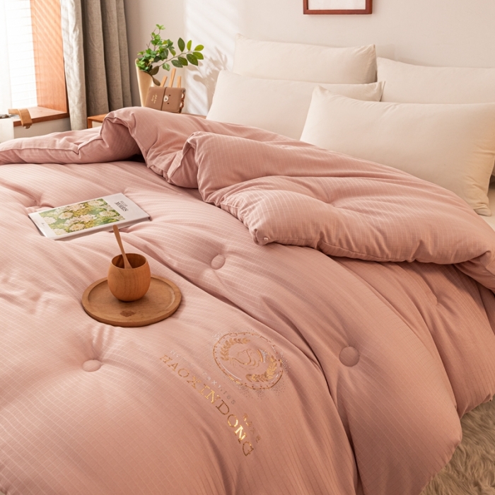 91家纺网 家纺一手货源 找家纺 伊被源 2022新款A类贡缎提花大豆被被子被芯 提花-豆沙粉