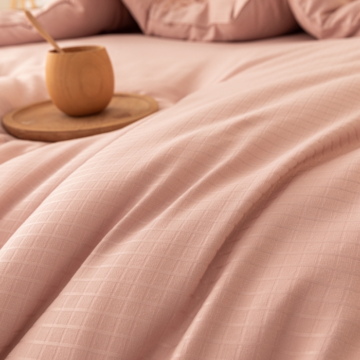 91家纺网 家纺一手货源 找家纺 伊被源 2022新款A类贡缎提花大豆被被子被芯 提花-豆沙粉