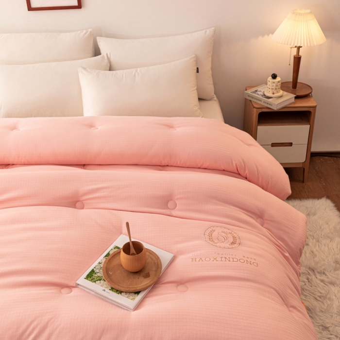 91家纺网 家纺一手货源 找家纺 伊被源 2022新款A类贡缎提花大豆被被子被芯 提花-粉玉色