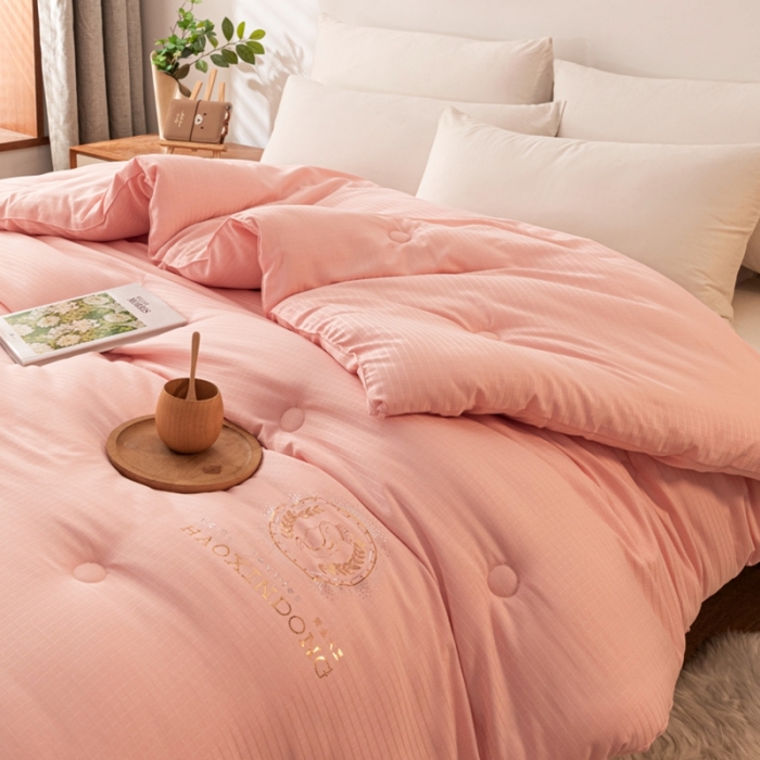 91家纺网 家纺一手货源 找家纺 伊被源 2022新款A类贡缎提花大豆被被子被芯 提花-粉玉色