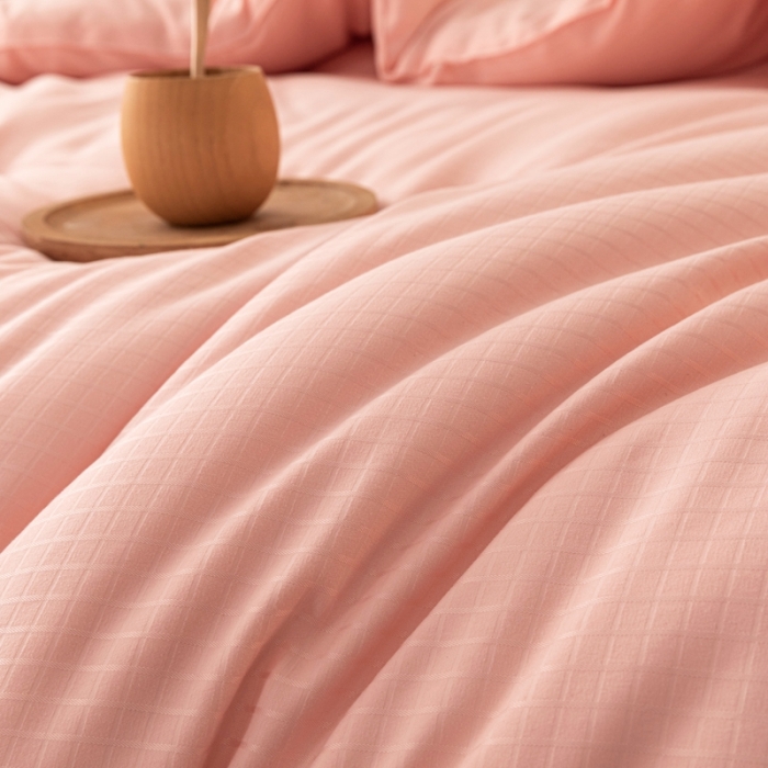 91家纺网 家纺一手货源 找家纺 伊被源 2022新款A类贡缎提花大豆被被子被芯 提花-粉玉色